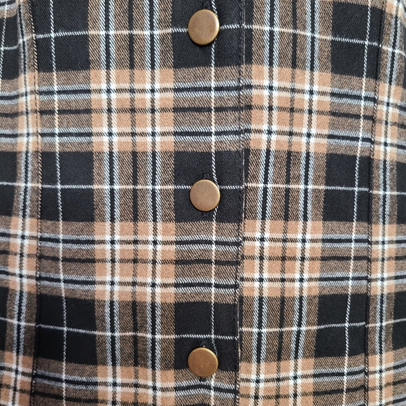 Anthropologie Pilcro Black and Tan Plaid Halter Backless Blouse - Picture 6 of 14